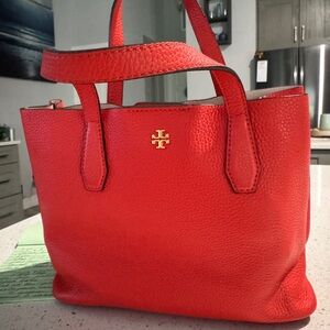 Tory Burch Orange Leather Tote Bag